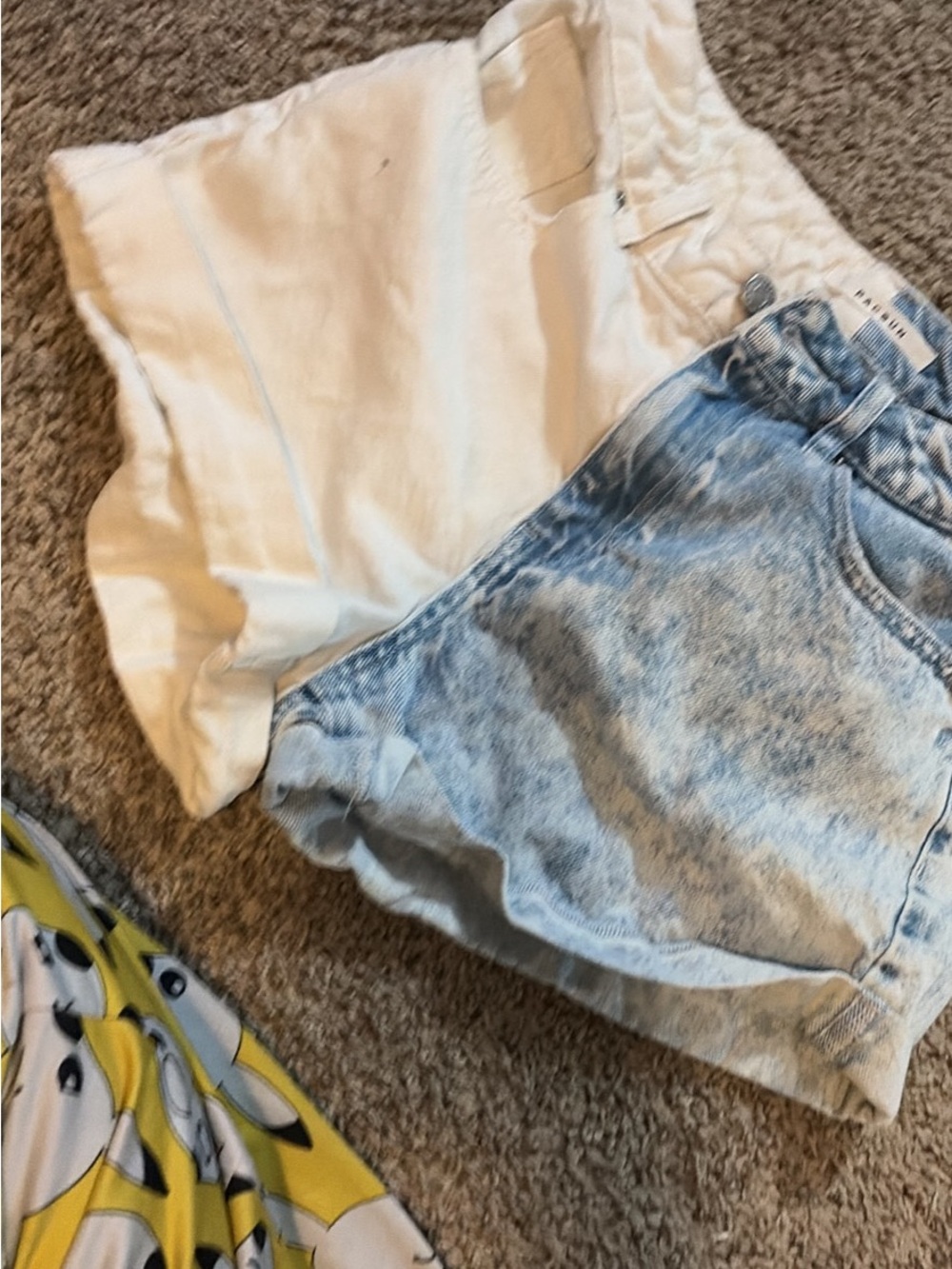 PacSun White and Light Blue Acid-Wash Denim Shorts